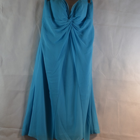 Chiffon-type Strapless Dress Sz 14 - Picture 5 of 7